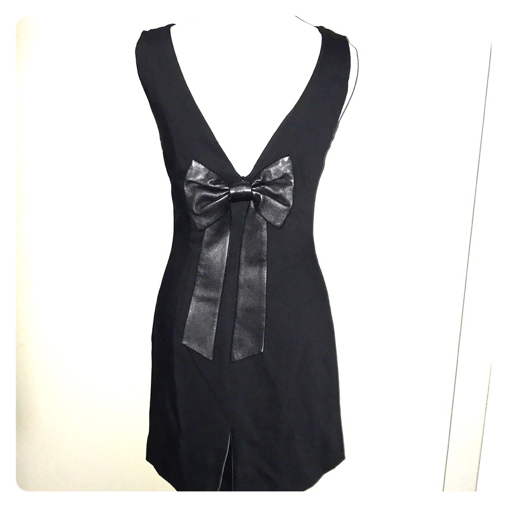 Alice + Olivia Black Dress Leather Back Bow detail
